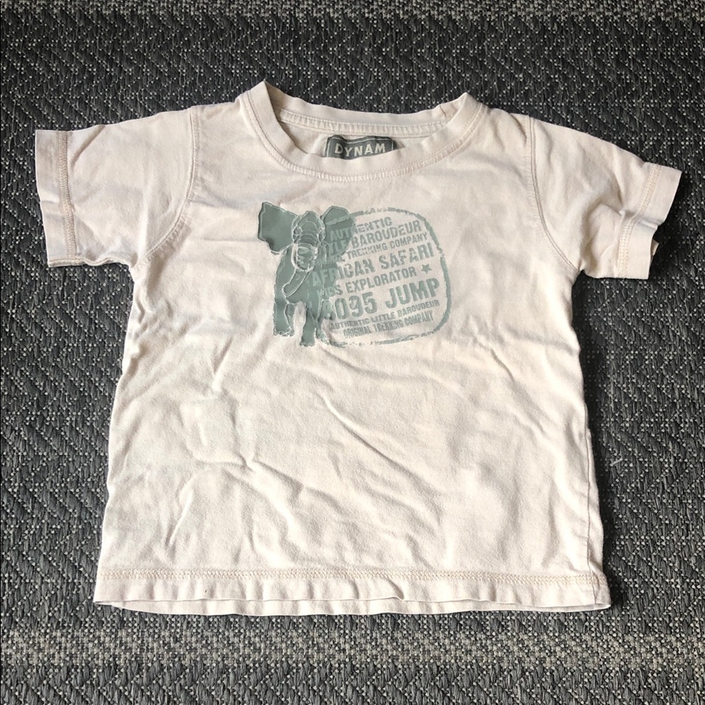 Dynam White Kids Elephant Graphic Short Sleeve Tee